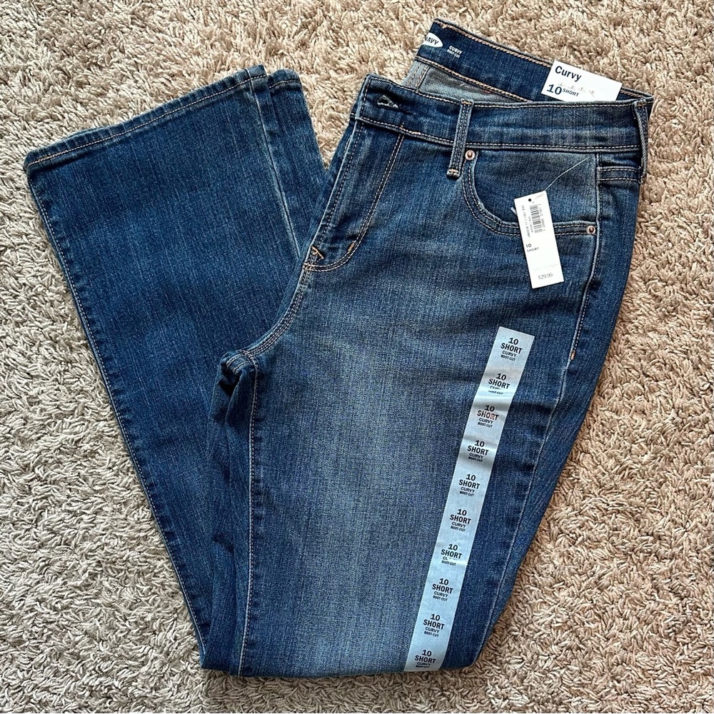 Old Navy Women's Blue Straight Leg Jeans curvy boot cut